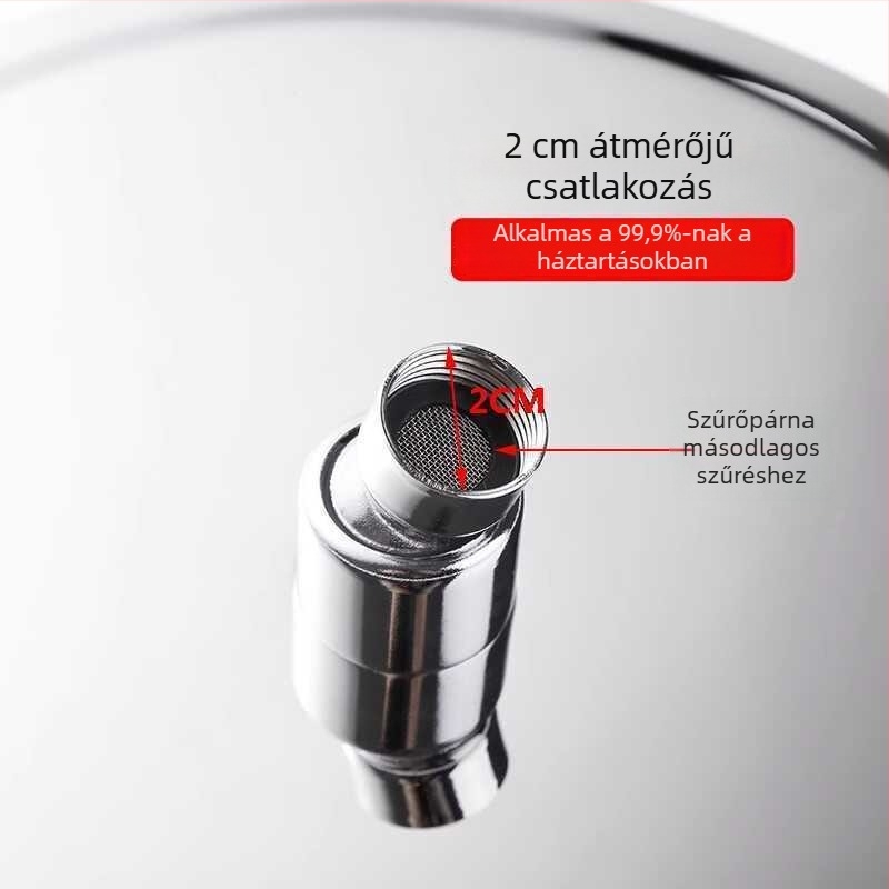 Felső permetű zuhanyfej, csiszolt rozsdamentes acélból, eső funkció, modell J-01, működési hőmérséklet 0–90°C
