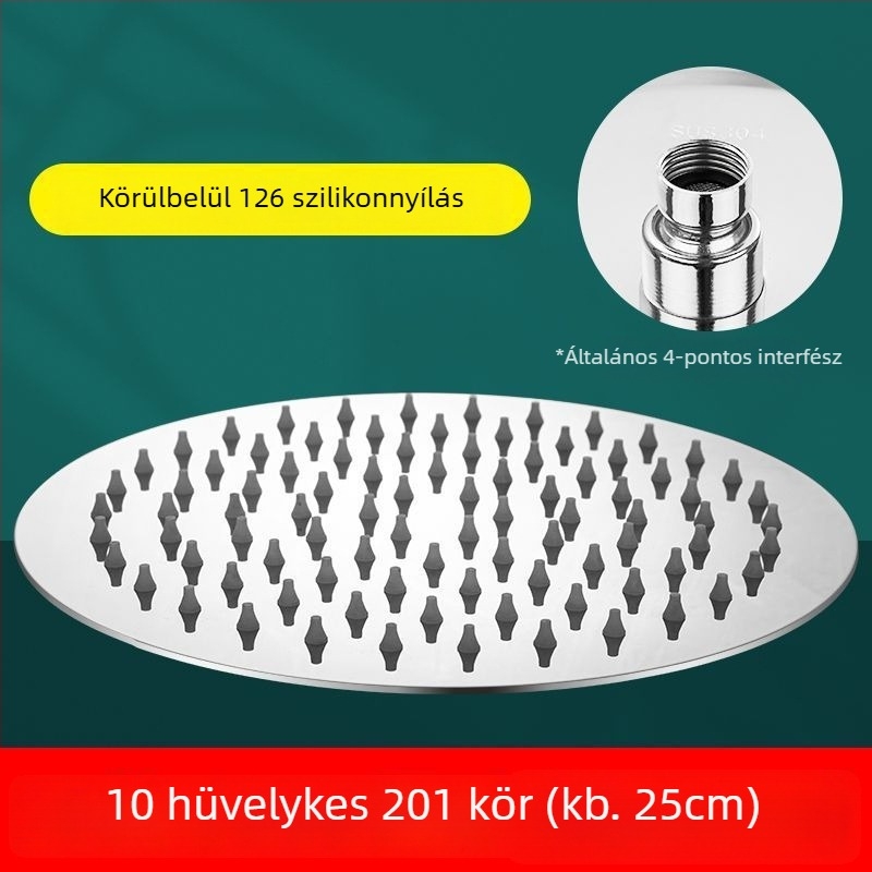 Felső permetű zuhanyfej, csiszolt rozsdamentes acélból, eső funkció, modell J-01, működési hőmérséklet 0–90°C