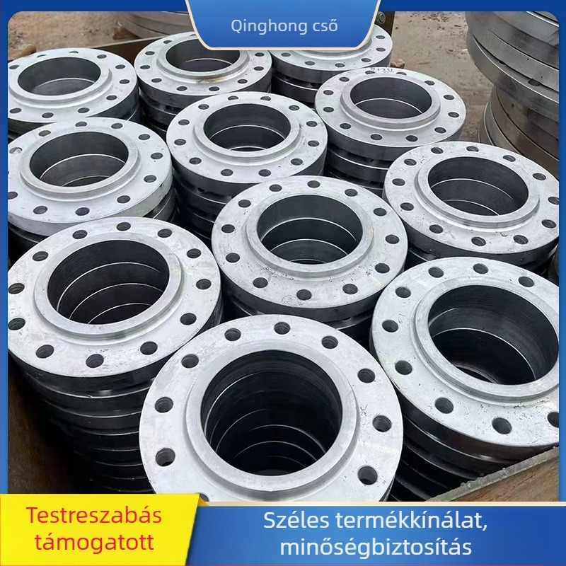 Flanciafedél, oldalsó típus, anyag: duktilis vas, kapcsolódás: hegesztés, korrózióállóság.