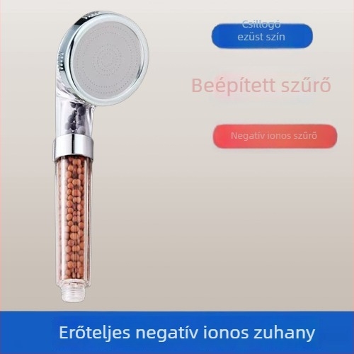 Negatív ion zuhanyfej, hordozható nyomásfokozó, ABS, forgatható konzol, 0,6 MPa