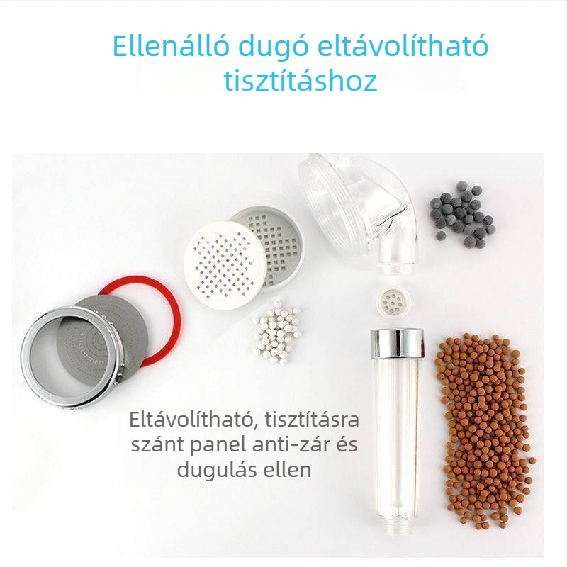Negatív ion zuhanyfej, hordozható nyomásfokozó, ABS, forgatható konzol, 0,6 MPa