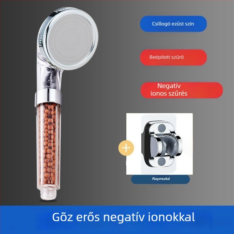 Negatív ion zuhanyfej, hordozható nyomásfokozó, ABS, forgatható konzol, 0,6 MPa