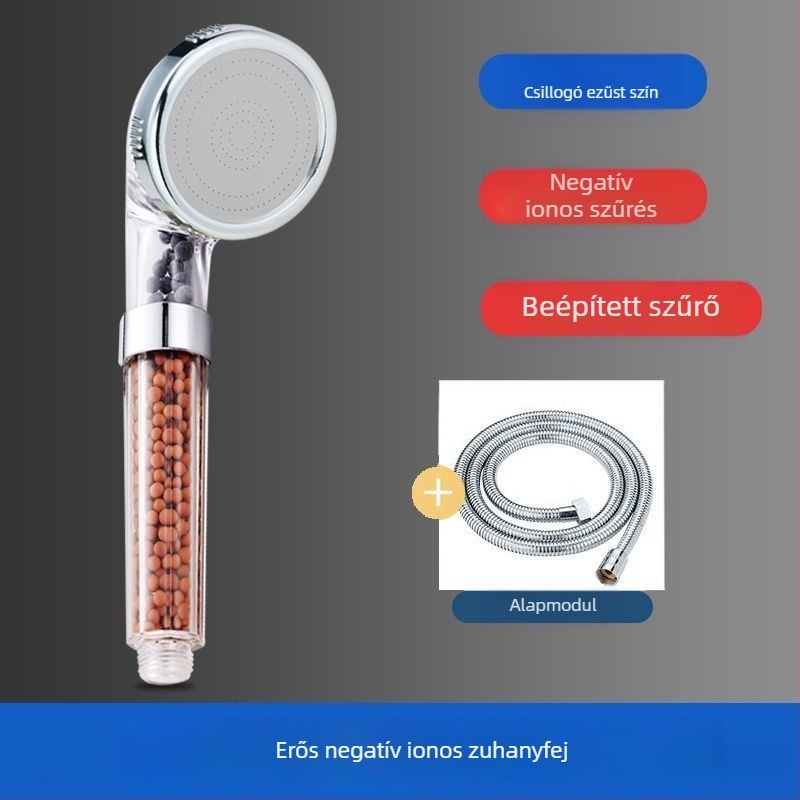Negatív ion zuhanyfej, hordozható nyomásfokozó, ABS, forgatható konzol, 0,6 MPa