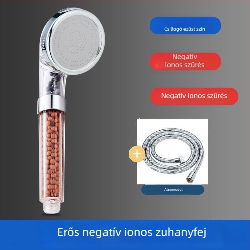 Negatív ion zuhanyfej, hordozható nyomásfokozó, ABS, forgatható konzol, 0,6 MPa