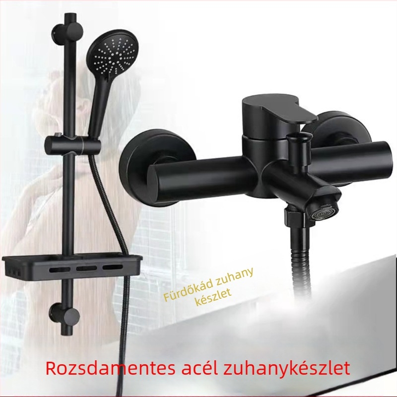 Falra szerelt zuhany- és fürdőcsaptele, HG-263, rozsdamentes acél, háromútas keverő, kerámiapatron