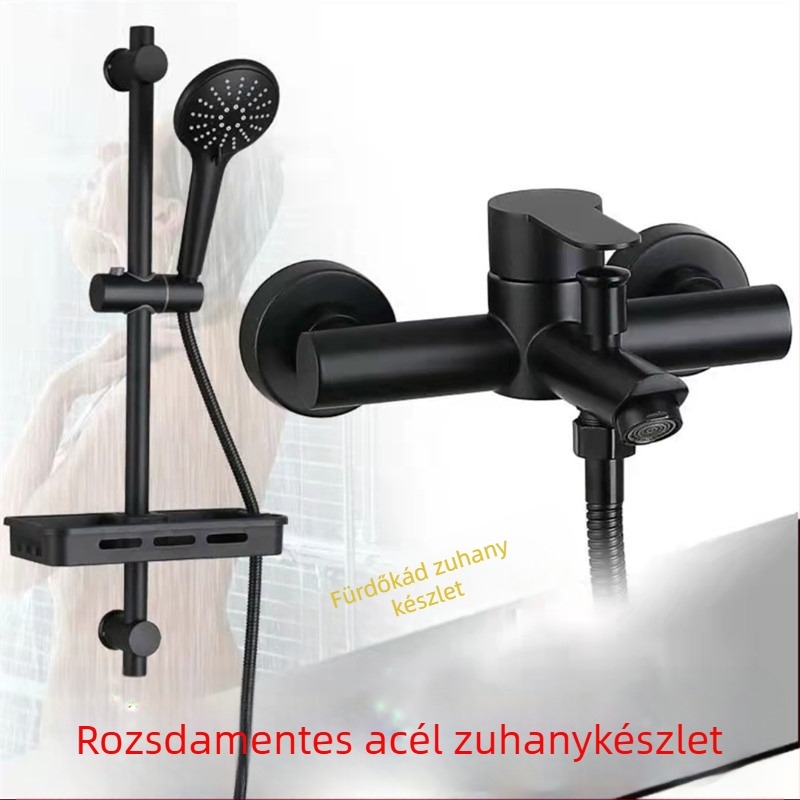Falra szerelt zuhany- és fürdőcsaptele, HG-263, rozsdamentes acél, háromútas keverő, kerámiapatron