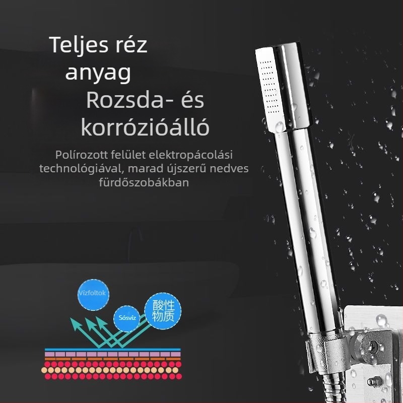 Magic House Kézi réz zuhanyfej – Hordozható esőzuhany, elektroplak bevonat, könnyű luxus stílus