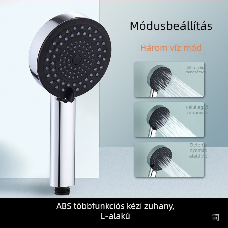 Háromfunkciós kézi zuhanyfej, ABS + folyékony szilikon, Modell BL-6002, 0–60°C működési tartomány, 0,8 MPa névleges nyomás
