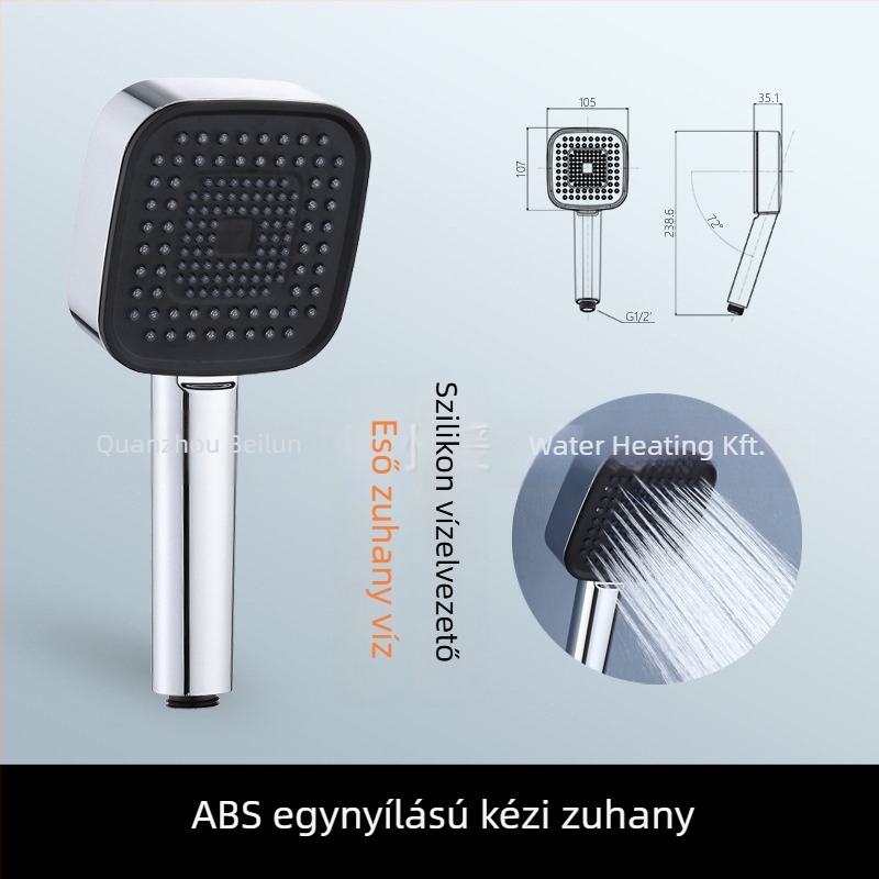 Háromfunkciós kézi zuhanyfej, ABS + folyékony szilikon, Modell BL-6002, 0–60°C működési tartomány, 0,8 MPa névleges nyomás