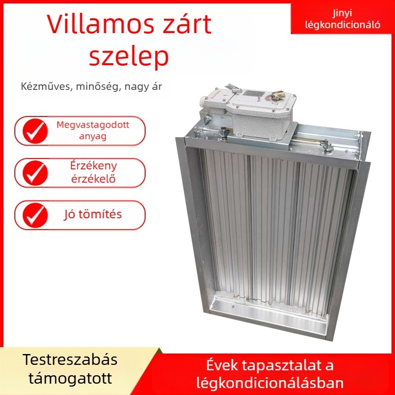 Elektromos légmentes szelep nagy légáramlattal, kézi légmentes szelep, kétirányú légmennyiség-szabályozó szelep ipari szellőztetéshez