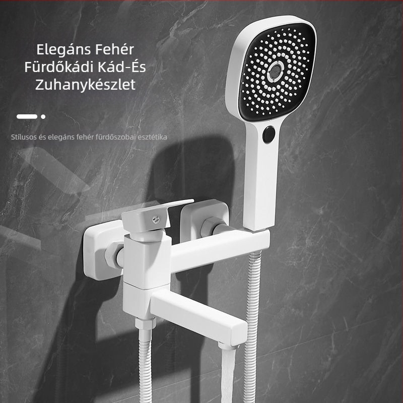 Fali beépítésű fürdőkád csaptelep réz testtel, fürdő- és zuhany keverő, kerámiás patronos szelep, emelő működés, elektroplattált felület, egyrészes csuklós kialakítás
