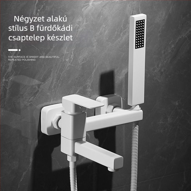 Fali beépítésű fürdőkád csaptelep réz testtel, fürdő- és zuhany keverő, kerámiás patronos szelep, emelő működés, elektroplattált felület, egyrészes csuklós kialakítás