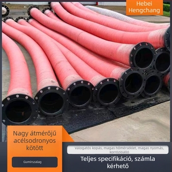 Acélhuzalos szövésű nagy átmérőjű bányászati lefolyó gumicső, flanx típusú, magas nyomás, kopásálló, modell 3631