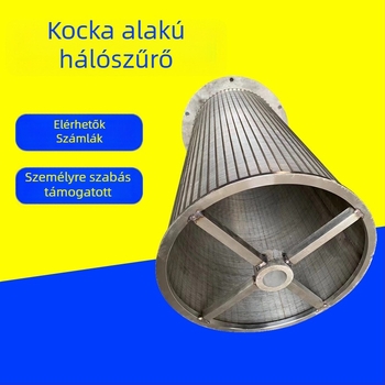304 rozsdamentes acél hengeralakú szűrő kartusz flanessel szélével perforált hálóval, hegesztett váz, egyrétegű – alkáli-, sav- és hőálló