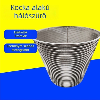 304 rozsdamentes acél hengeralakú szűrő kartusz flanessel szélével perforált hálóval, hegesztett váz, egyrétegű – alkáli-, sav- és hőálló