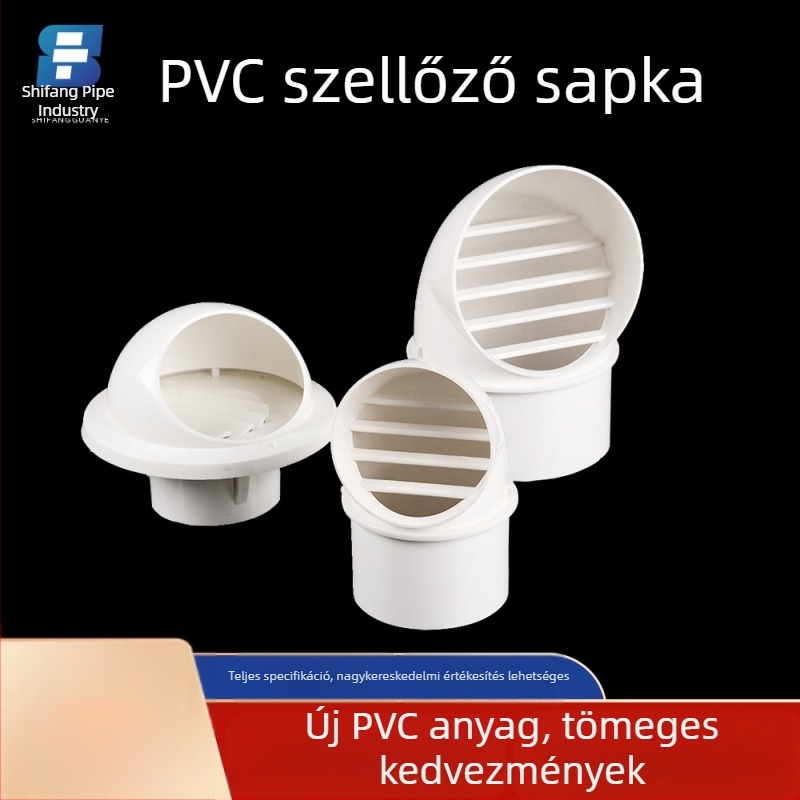 PVC lélegző sapka integrált légkivezetővel, külön szétválasztható esősapka, gömb alakú lélegző sapka, cső ventiláció (méretek 75, 110, 160, 180)