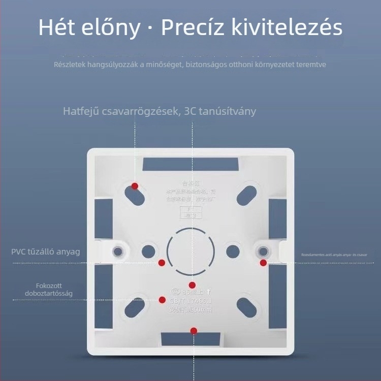 Felszíni szerelésű kettős kapcsoló- és dugalj doboz, PVC, lángálló, modell 86