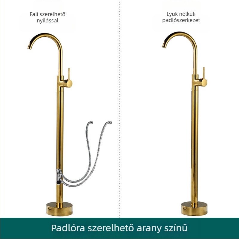 Padlóra álló kádcsap, európai sárgaréz, retro stílus, független oldalsó oszlopos keverő meleg- és hideg vízhez