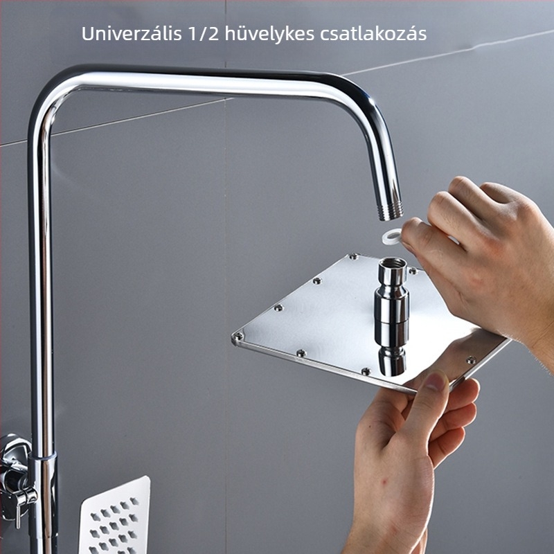Rozsdamentes acél zuhanyfej és kézi zuhanykészlet, esőfunkció, kerek forma, modell 8876
