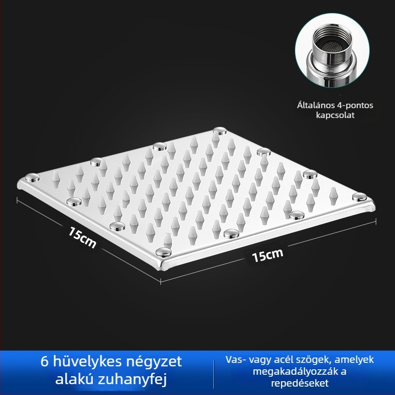 Rozsdamentes acél zuhanyfej és kézi zuhanykészlet, esőfunkció, kerek forma, modell 8876