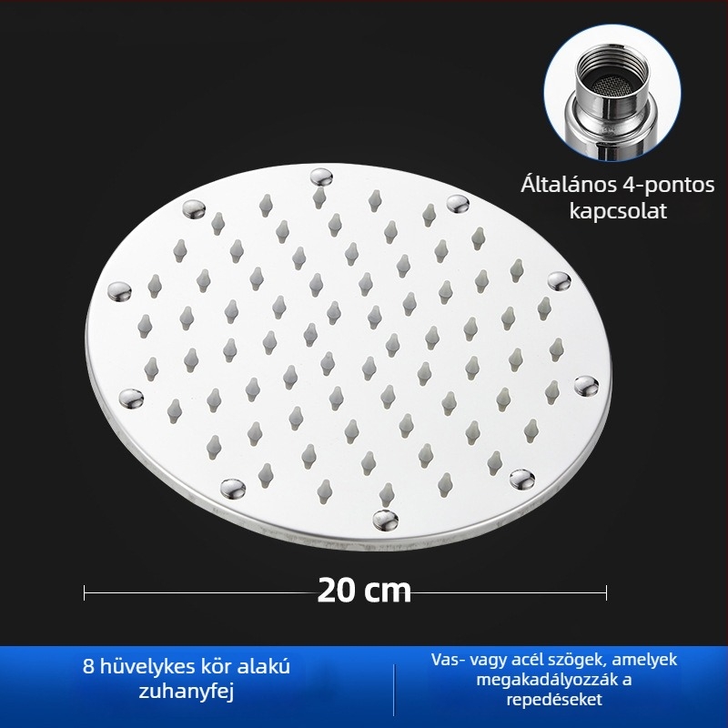 Rozsdamentes acél zuhanyfej és kézi zuhanykészlet, esőfunkció, kerek forma, modell 8876