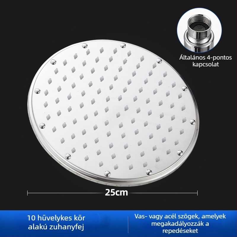 Rozsdamentes acél zuhanyfej és kézi zuhanykészlet, esőfunkció, kerek forma, modell 8876