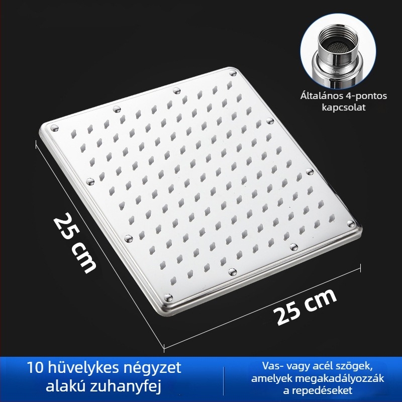 Rozsdamentes acél zuhanyfej és kézi zuhanykészlet, esőfunkció, kerek forma, modell 8876