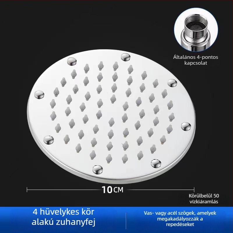 Rozsdamentes acél zuhanyfej és kézi zuhanykészlet, esőfunkció, kerek forma, modell 8876