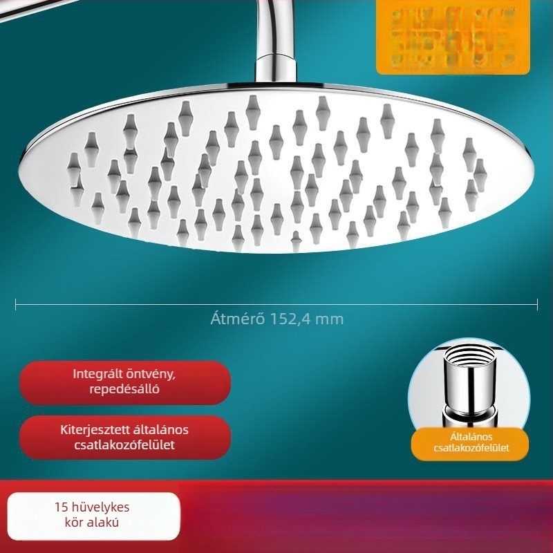 Felső spray zuhanyfej készlet, rozsdamentes acélból, kerek forma, univerzális csatlakozás, krómozott felület, könnyű luxus stílus