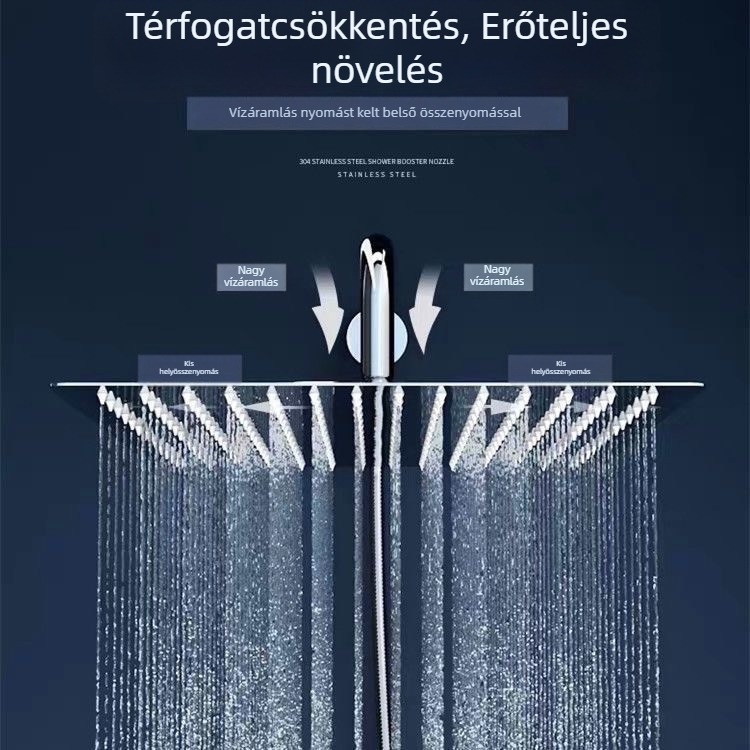 Zuhanykészlet felső sugárral, nyomásnövelt, rozsdamentes acélból, közvetlen csavaros szerelés, modell 020
