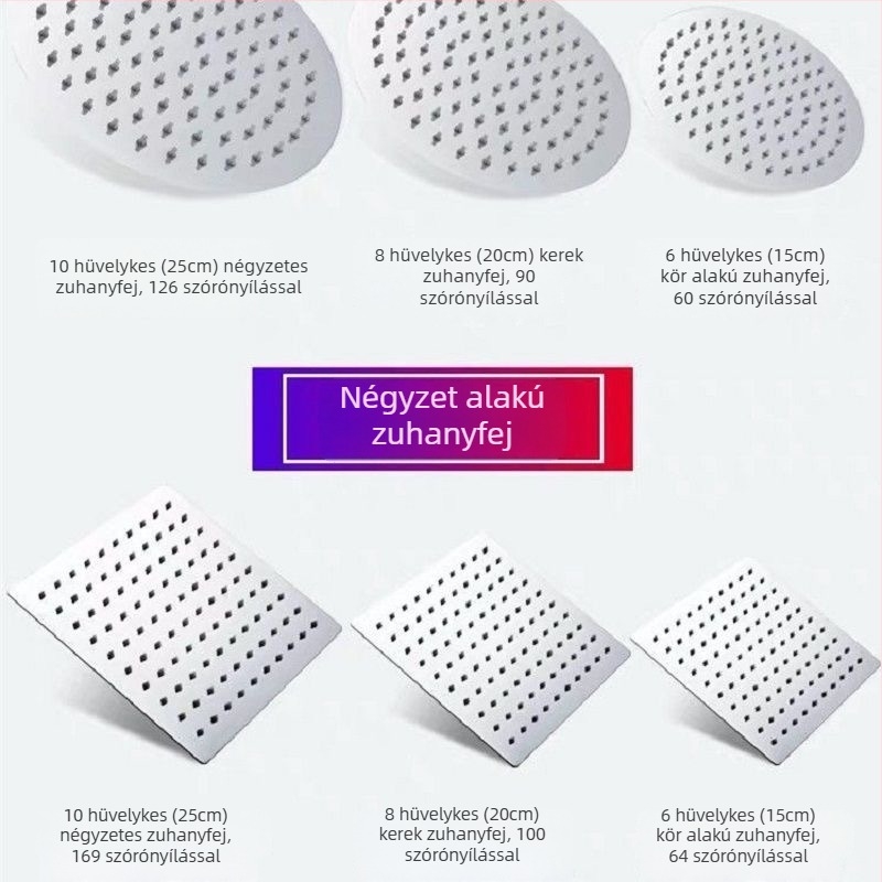 Zuhanykészlet felső sugárral, nyomásnövelt, rozsdamentes acélból, közvetlen csavaros szerelés, modell 020