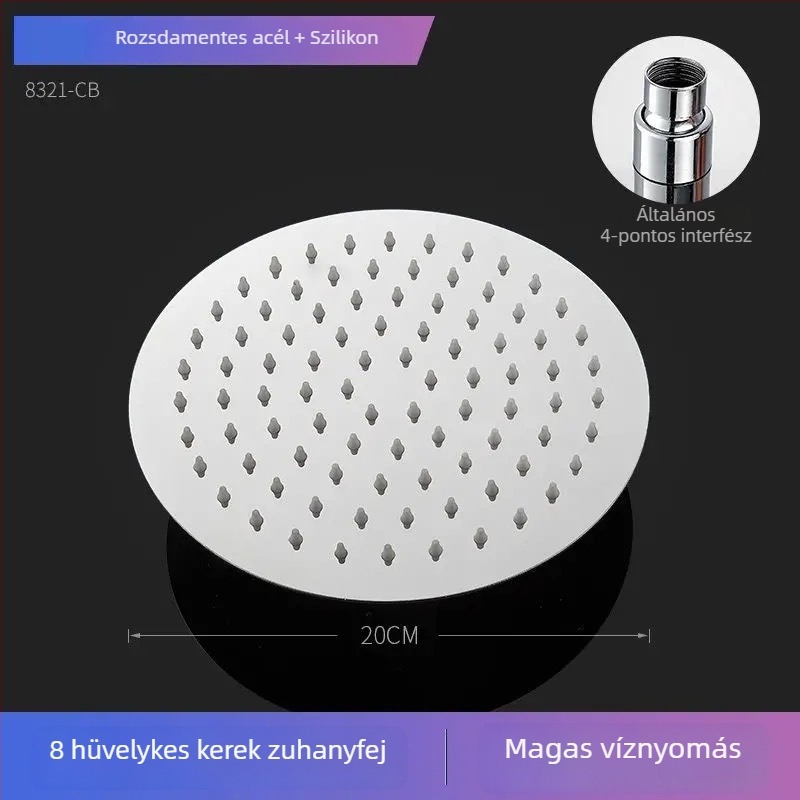 Zuhanykészlet felső sugárral, nyomásnövelt, rozsdamentes acélból, közvetlen csavaros szerelés, modell 020