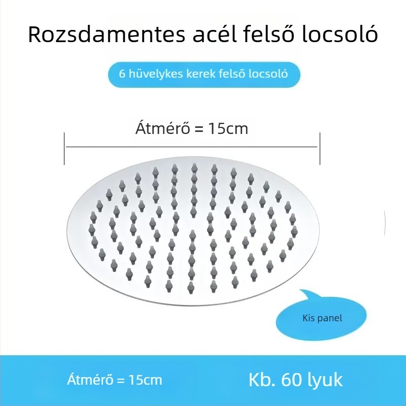 Zuhanykészlet felső sugárral, nyomásnövelt, rozsdamentes acélból, közvetlen csavaros szerelés, modell 020