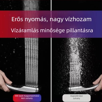 Négyszögletes kézi zuhanyfej tömlővel, krómozott, 300 lyukak