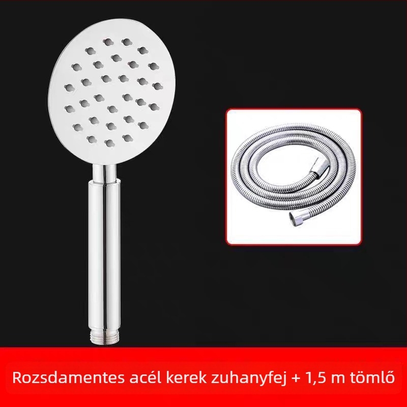 Pengdu 304 rozsdamentes acél nyomásos zuhanyfej, falra szerelhető, négyszögletes alak, eső és permet funkcióval