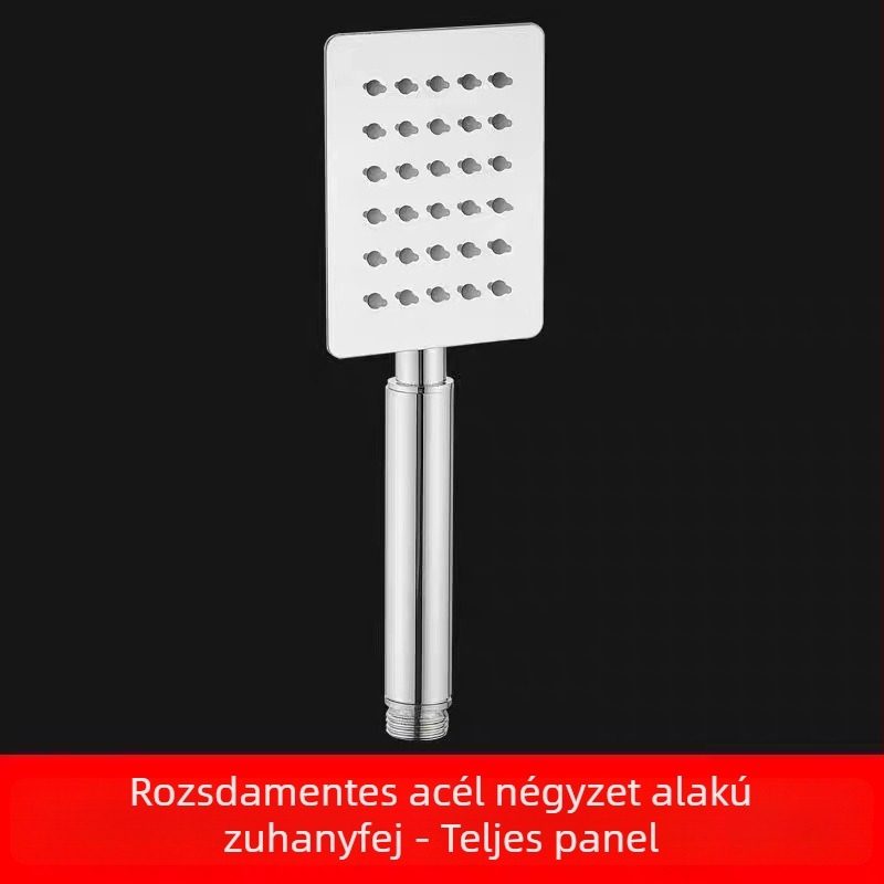 Pengdu 304 rozsdamentes acél nyomásos zuhanyfej, falra szerelhető, négyszögletes alak, eső és permet funkcióval