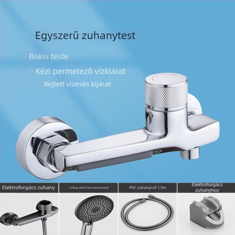 Háromjáratú beépített réz keverőcsap a fürdőhöz kerámiabetéttel és elektroplakált felülettel, 0–100 °C