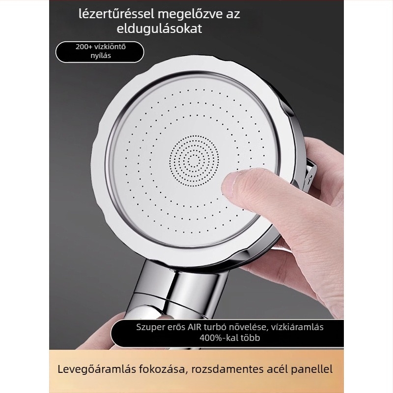 Nyomásos zuhanyfej készlet rozsdamentes acélból, kerek esőfej és kézi zuhany, csavarozható szerelés