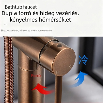 Padlóálló fürdőkádtartó csaptelek forgó oszlopos zuhannyal, modell 61005, réz anyag, 0–50 °C, 0,1–1,5 MPa, beépített + rögzített alap