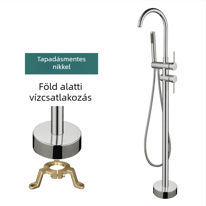 Padlóálló fürdőkádtartó csaptelek forgó oszlopos zuhannyal, modell 61005, réz anyag, 0–50 °C, 0,1–1,5 MPa, beépített + rögzített alap