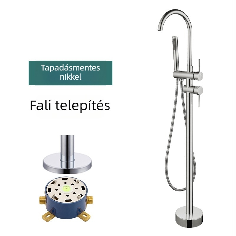 Padlóálló fürdőkádtartó csaptelek forgó oszlopos zuhannyal, modell 61005, réz anyag, 0–50 °C, 0,1–1,5 MPa, beépített + rögzített alap