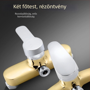 Réz zuhanykészlet, falra szerelt, négyzet alakú felső sugárzó, elektroplattált felület, meleg és hideg kettős szabályozás, modell LD-SH0030