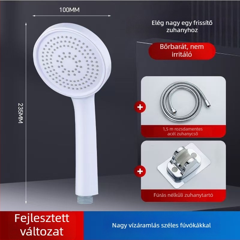 Otthoni használatra tervezett zuhanyfej készlet, falra szerelhető, műanyagból, funkciók: permet, eső és növelt nyomás – modell 235424