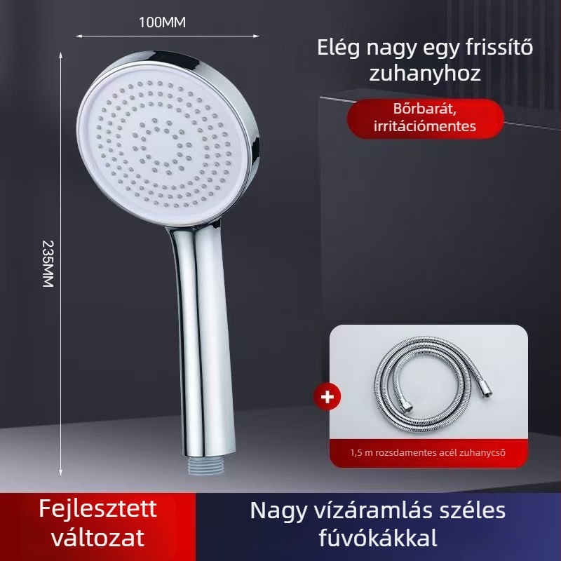 Otthoni használatra tervezett zuhanyfej készlet, falra szerelhető, műanyagból, funkciók: permet, eső és növelt nyomás – modell 235424