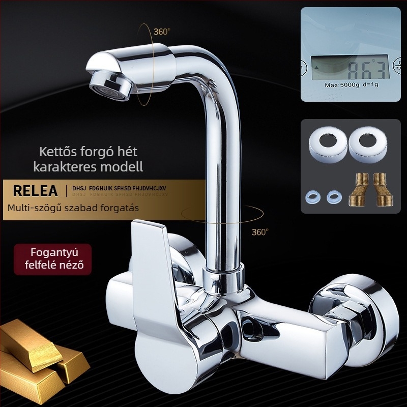 Falba beépített konyhai mosogatócsap Morning Dew, réz, többsfunkciós forgó keverő kerámiás szeleppel, 0–90°C