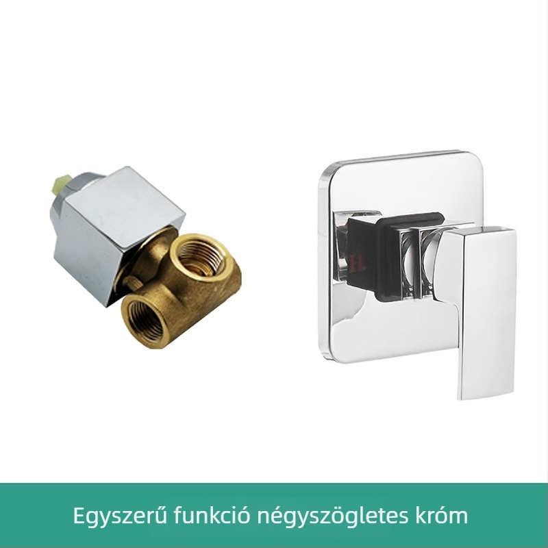 Rejtett falba épített zuhanykészlet, négyszögletes forma, modell jsd077, réz anyag, esőfunkció