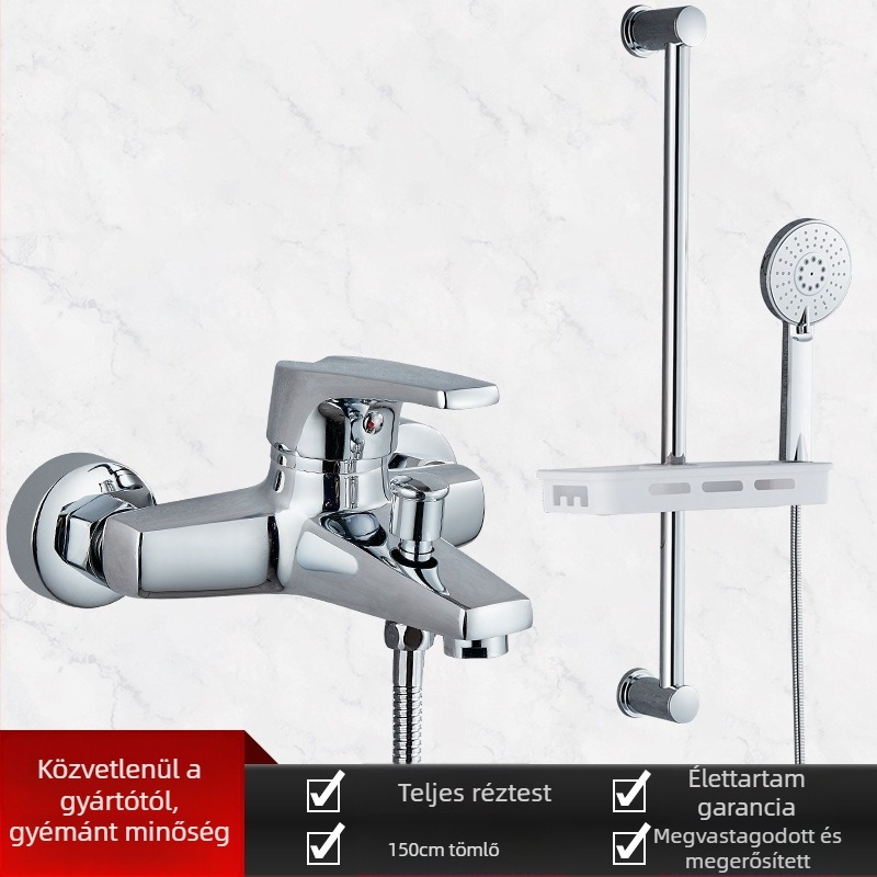 Rejtett háromrészes zuhanykeverő szelep zuhanykészlettel – Réz, kerámiás szelepmag, 0–90°C, 1.0 MPa, krómozás