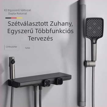 Fali zuhanykészlet tárolóval, réz+ABS, eső és permet funkciók, négyzet alakú zuhanyfej, modell SM1101