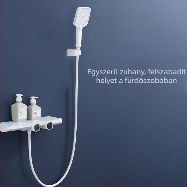 Fali zuhanykészlet tárolóval, réz+ABS, eső és permet funkciók, négyzet alakú zuhanyfej, modell SM1101