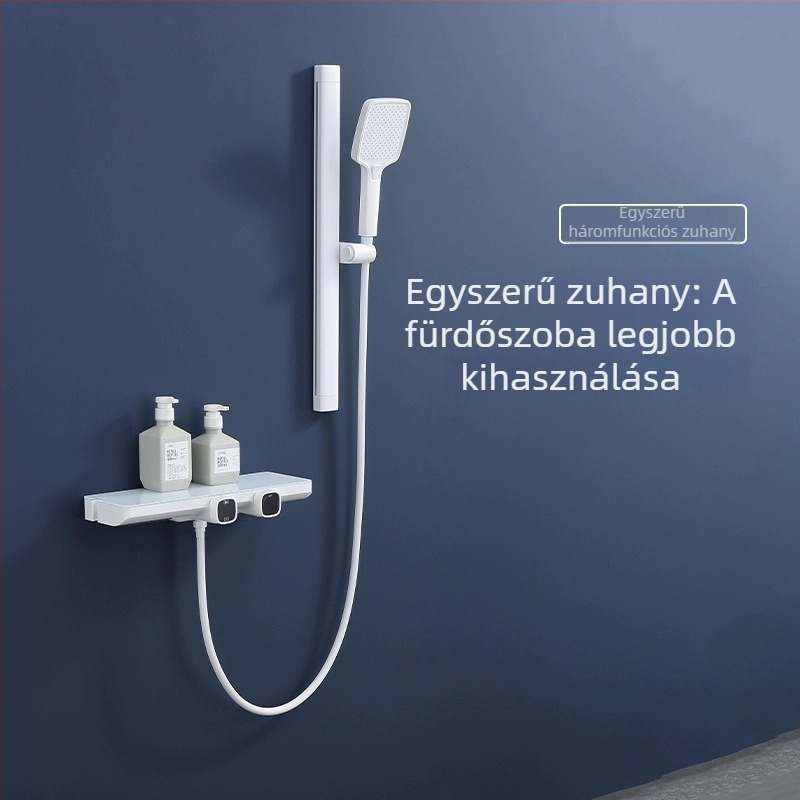 Fali zuhanykészlet tárolóval, réz+ABS, eső és permet funkciók, négyzet alakú zuhanyfej, modell SM1101
